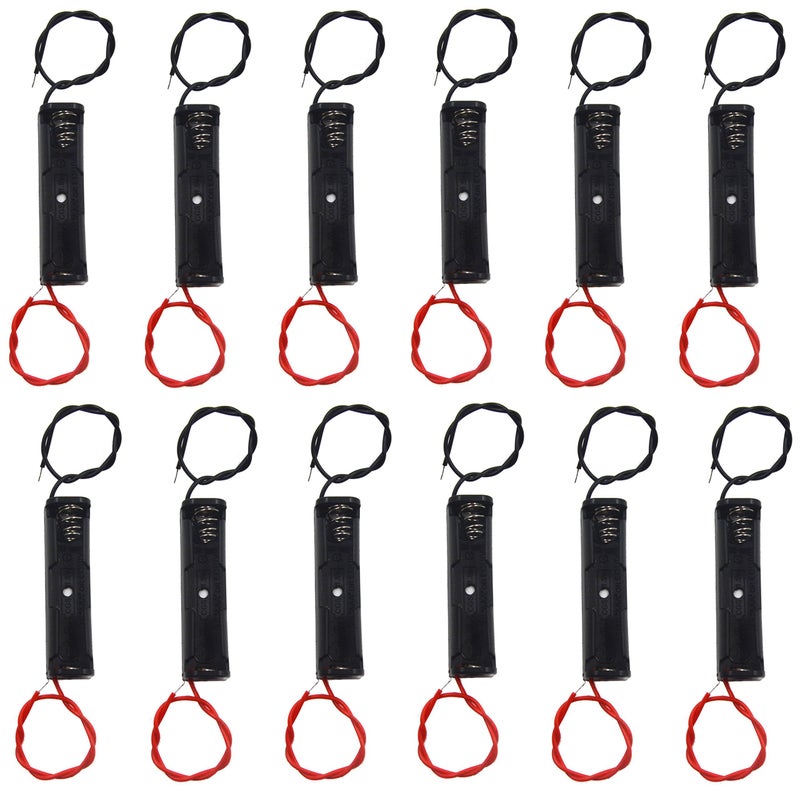 LAMPVPATH (Pack of 12) Single AAA Battery Holder, 1 X 1.5V AAA Battery Holder, AAA Battery Holder with Leads Wires - Image 1